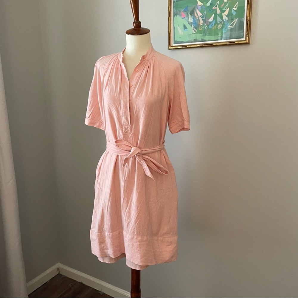 Ralph Lauren Linen Shirtdress Size 2 Pale Pastel Pink Dress SUMMER